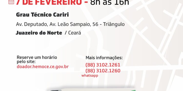 Grau Técnico Cariri realiza mais uma Campanha de Doação Itinerante de Sangue em parceria com o Hemoce