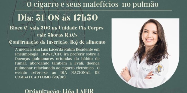 Centro Universitário realiza palestra gratuita sobre os malefícios do cigarro eletrônico nesta quarta-feira (31)