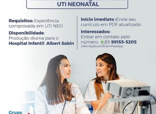 Oportunidades de trabalho – Coaph Saúde seleciona técnicos de enfermagem para UTI NEO 