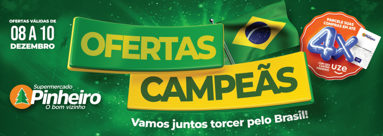 Supermercado Pinheiro apresenta “Ofertas Campeãs” para acompanhar jogo do Brasil na Copa