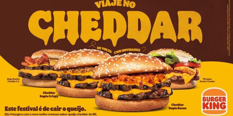 Burger King® inaugura Festival de Cheddar com hambúrgueres especiais