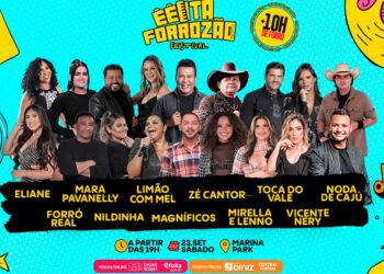 Festival Êêêta Forrozão apresenta shows de Magníficos, Noda de Caju, Limão com Mel, Mara Pavanelly, Vicente Nery, Forró Real, Toca do Vale, Zé Cantor, Eliane, Nildinha e Mirela & Leno neste sábado (23), no Marina Park