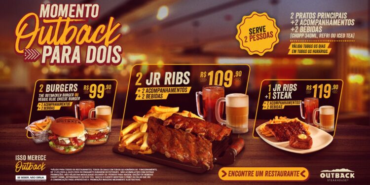 Começar o ano com ainda mais sabor? Duplas podem aproveitar experiência completa no Outback com valores especiais