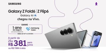 Vivo inicia as vendas dos smartphones Galaxy Z Fold6 e Galaxy Z Flip6, anunciados pela Samsung